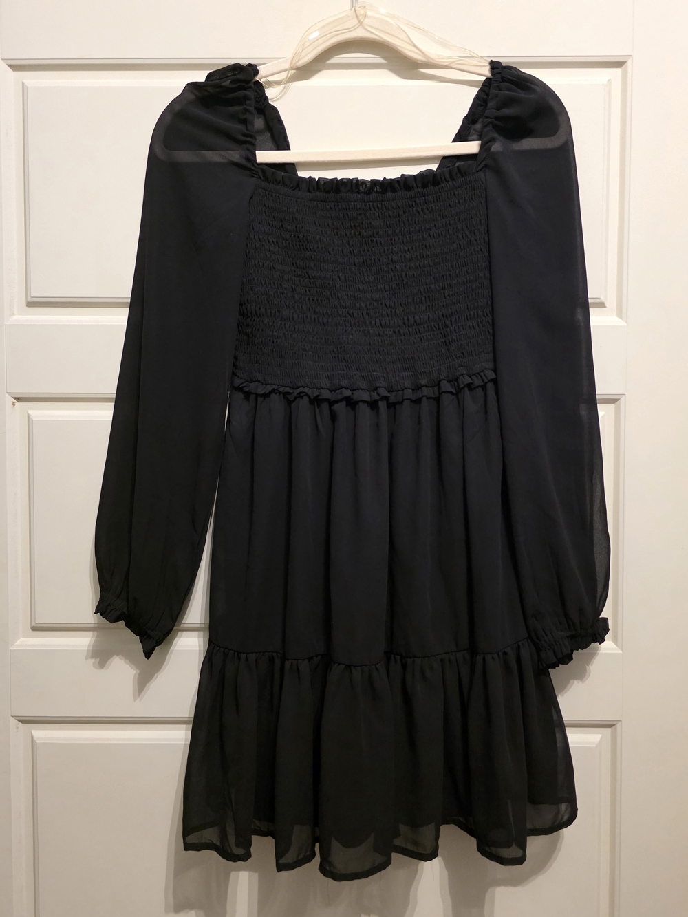 Beyond Words Smocked Long-Sleeve Mini Dress